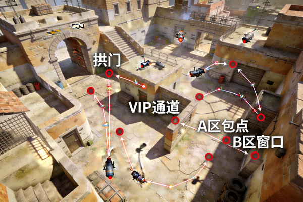 CSGO投掷物高清三维点位演示与落点标记画面