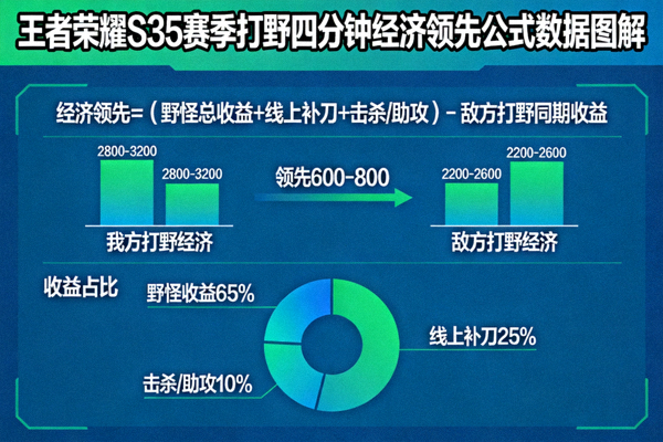 王者荣耀S35赛季打野四分钟经济领先公式数据图解