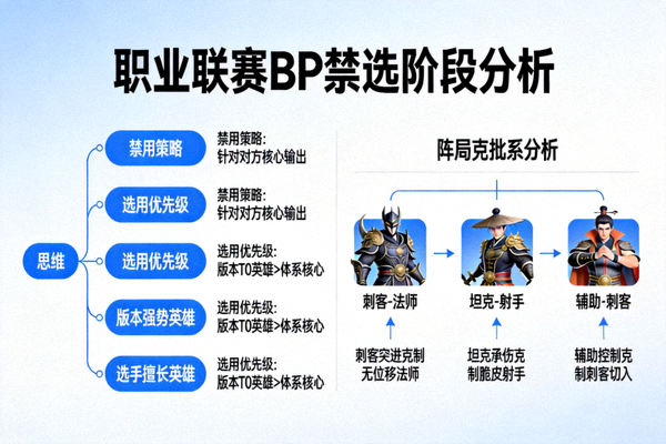 职业联赛BP禁选阶段思维导图与阵容克制关系分析